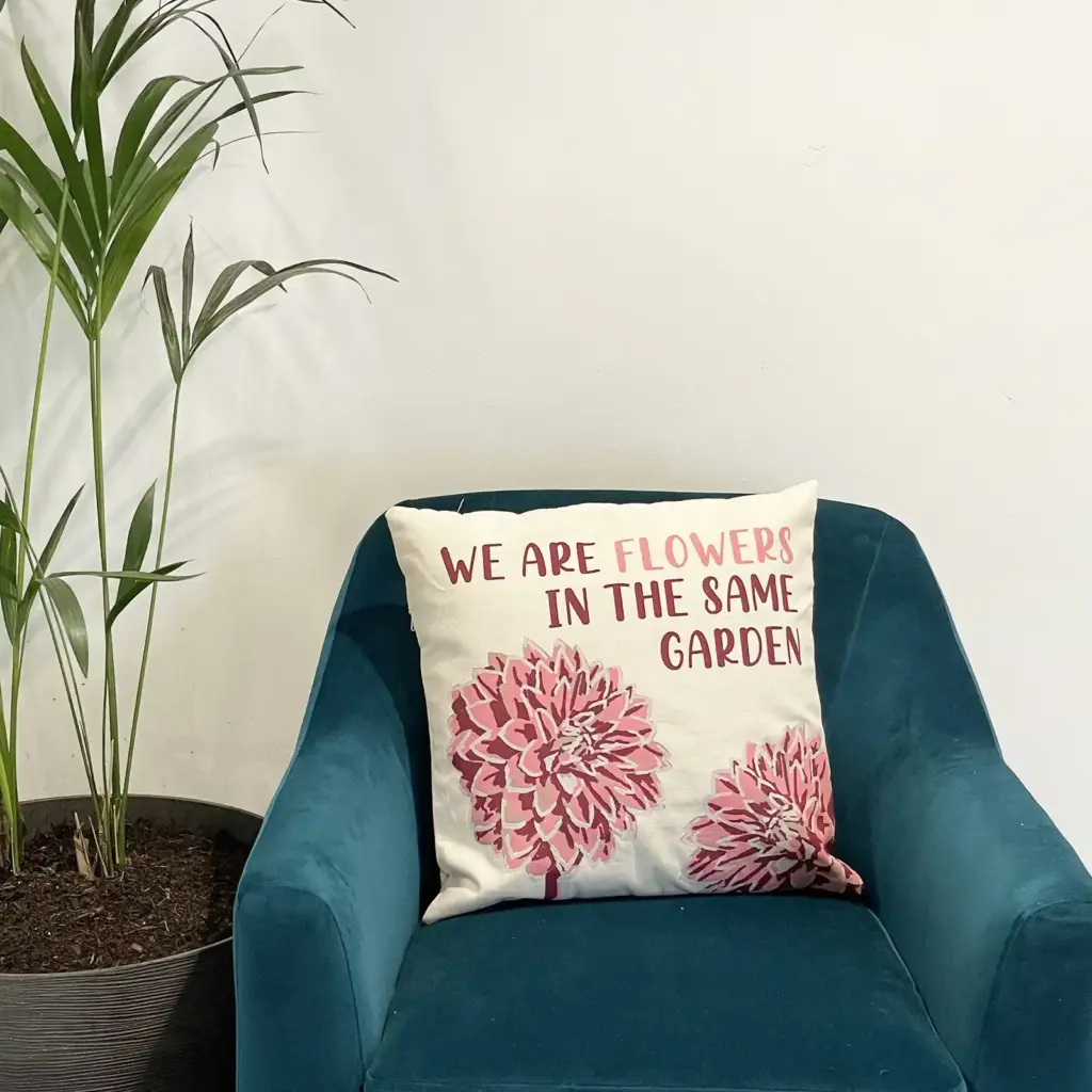 Printed Cotton Cushion Cover – We are Flowers – Olive, Pink and Natural | www.artisangoods.co.uk 13 Printed Cotton Cushion Cover – We are Flowers – Olive, Pink and Natural | www.artisangoods.co.uk 13
