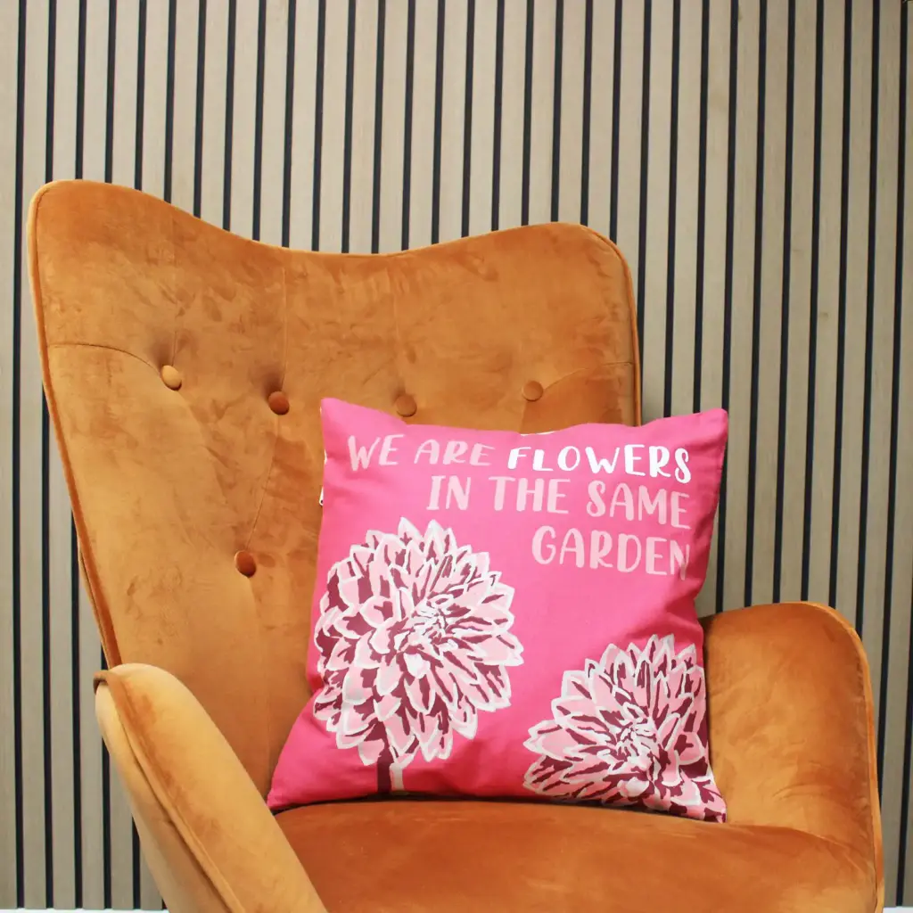 Printed Cotton Cushion Cover – We are Flowers – Olive, Pink and Natural | www.artisangoods.co.uk 2 Printed Cotton Cushion Cover – We are Flowers – Olive, Pink and Natural | www.artisangoods.co.uk 2