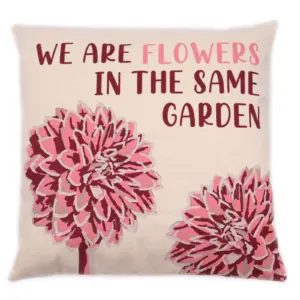 Printed Cotton Cushion Cover – We are Flowers – Olive, Pink and Natural | www.artisangoods.co.uk 6