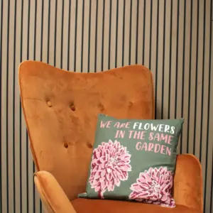 Printed Cotton Cushion Cover – We are Flowers – Olive, Pink and Natural | www.artisangoods.co.uk 4