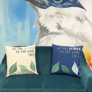 Printed Cotton Cushion Cover – We are Leaves – Yellow, Blue and Natural | www.artisangoods.co.uk 9
