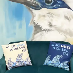 Printed Cotton Cushion Cover – We are Waves – Grey, Blue and Natural | www.artisangoods.co.uk 11