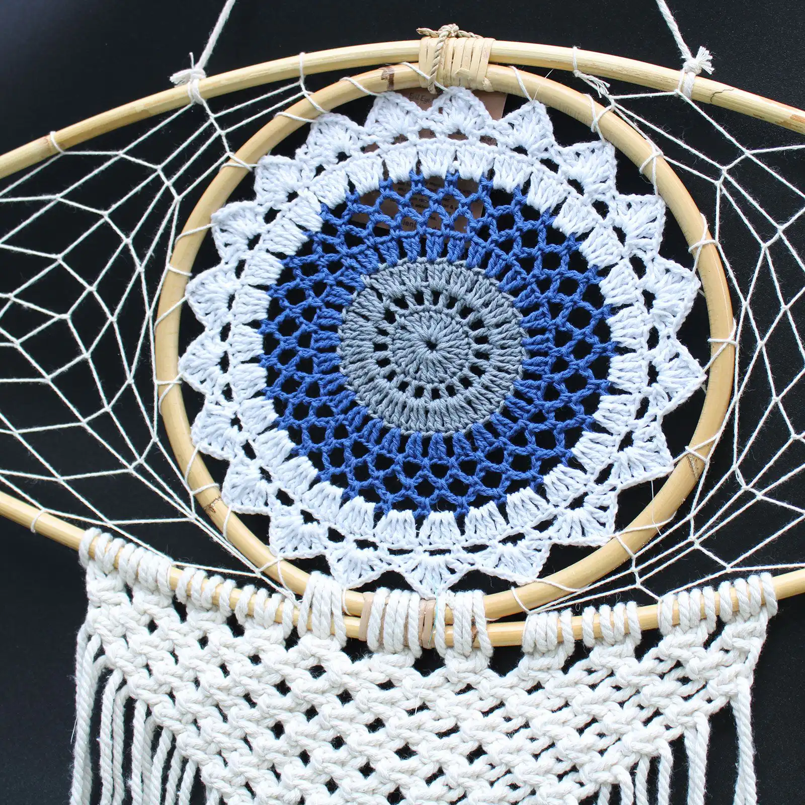 Protection Dream Catcher – Lrg Macrame Evil Eye White/ Blue/Grey | www.artisangoods.co.uk 4 Protection Dream Catcher – Lrg Macrame Evil Eye White/ Blue/Grey | www.artisangoods.co.uk 3