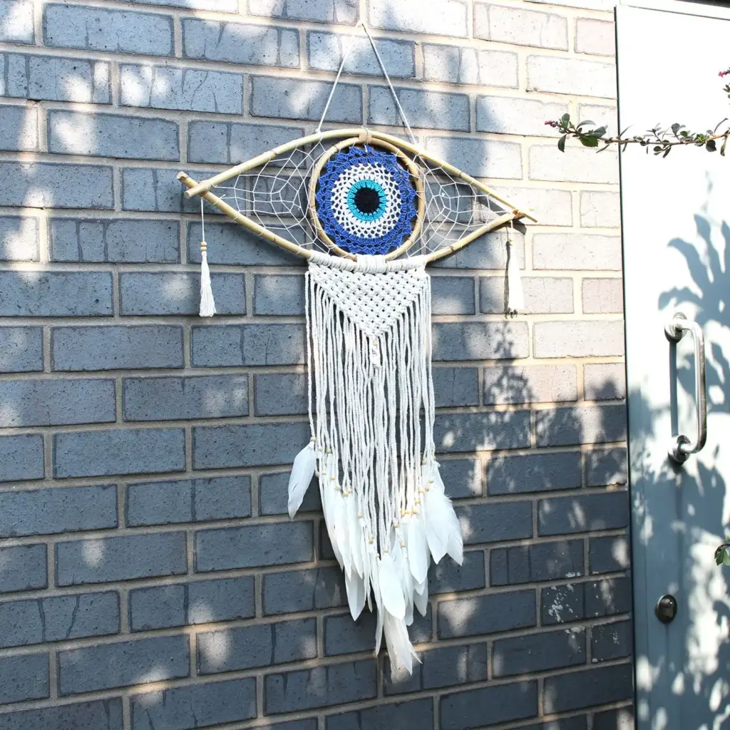 Protection Dream Catcher – Lrg Macrame Evil Eye White/ Grey/Brown | www.artisangoods.co.uk 3 Protection Dream Catcher – Lrg Macrame Evil Eye White/ Grey/Brown | www.artisangoods.co.uk 3