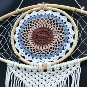 Protection Dream Catcher – Lrg Macrame Evil Eye White/ Grey/Brown | www.artisangoods.co.uk 2