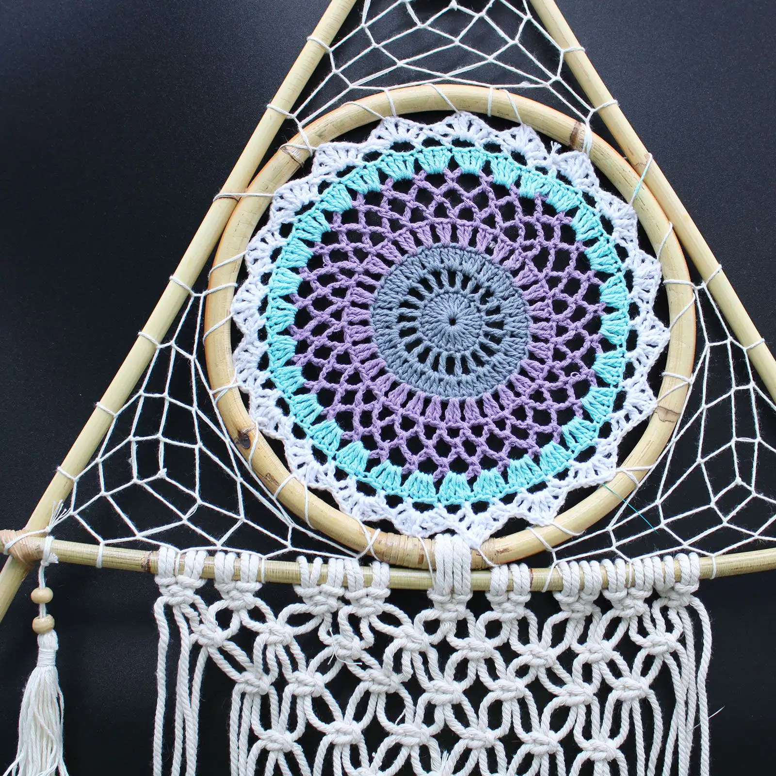 Protection Dream Catcher – Lrg Macrame Pyramid White/Turquoise | www.artisangoods.co.uk 4 Protection Dream Catcher – Lrg Macrame Pyramid White/Turquoise | www.artisangoods.co.uk 3