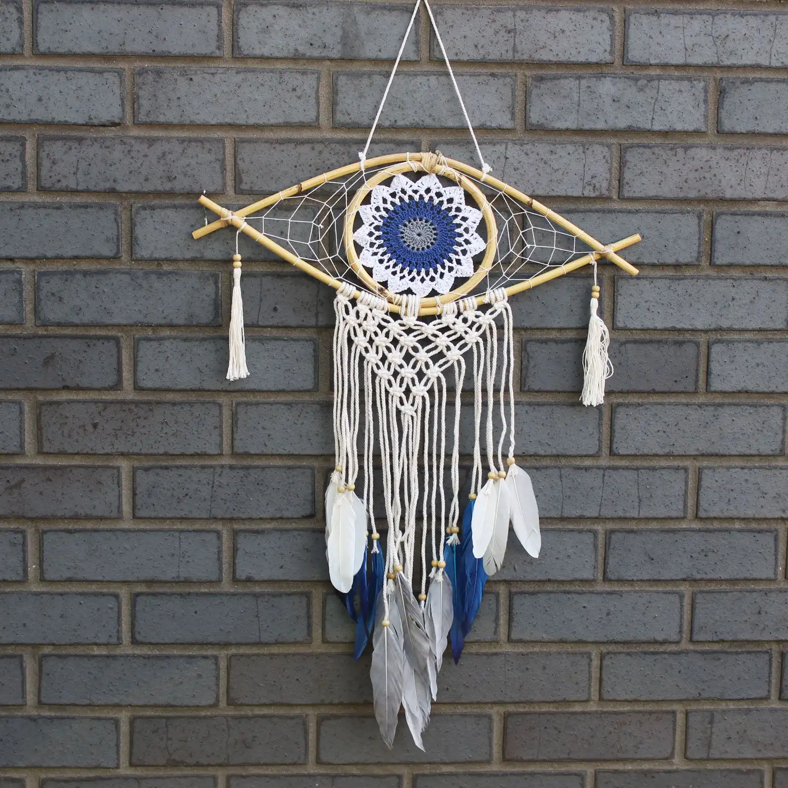 Protection Dream Catcher – Med Macrame Evil Eye White/ Blue/Grey | www.artisangoods.co.uk 3 Protection Dream Catcher – Med Macrame Evil Eye White/ Blue/Grey | www.artisangoods.co.uk 2
