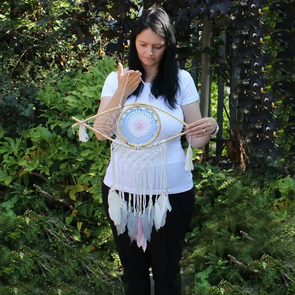 Protection Dream Catcher – Med Macrame Evil Eye White/ Grey/Brown | www.artisangoods.co.uk 3 Protection Dream Catcher – Med Macrame Evil Eye White/ Grey/Brown | www.artisangoods.co.uk 3