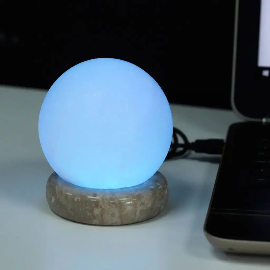 Quality USB Ball WHITE Salt Lamp – 9 cm (multi) | www.artisangoods.co.uk 3