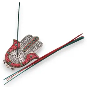Red & Green Small Hamsa Incense Holder | www.artisangoods.co.uk 2