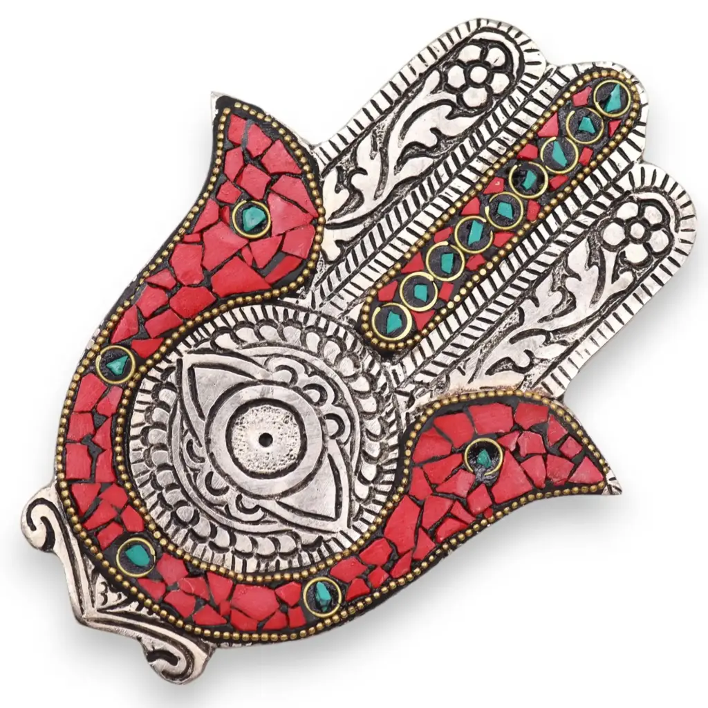Red & Green Small Hamsa Incense Holder | www.artisangoods.co.uk Red & Green Small Hamsa Incense Holder | www.artisangoods.co.uk