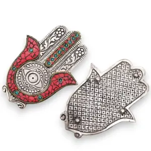 Red & Green Small Hamsa Incense Holder | www.artisangoods.co.uk 3