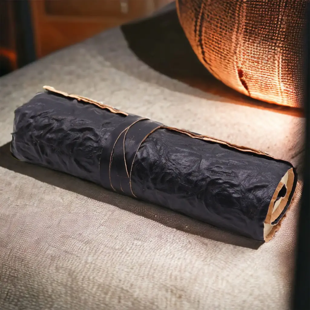 Rolled Leather Travel Notebook – 96 pages – Black  21x15cm | www.artisangoods.co.uk 2