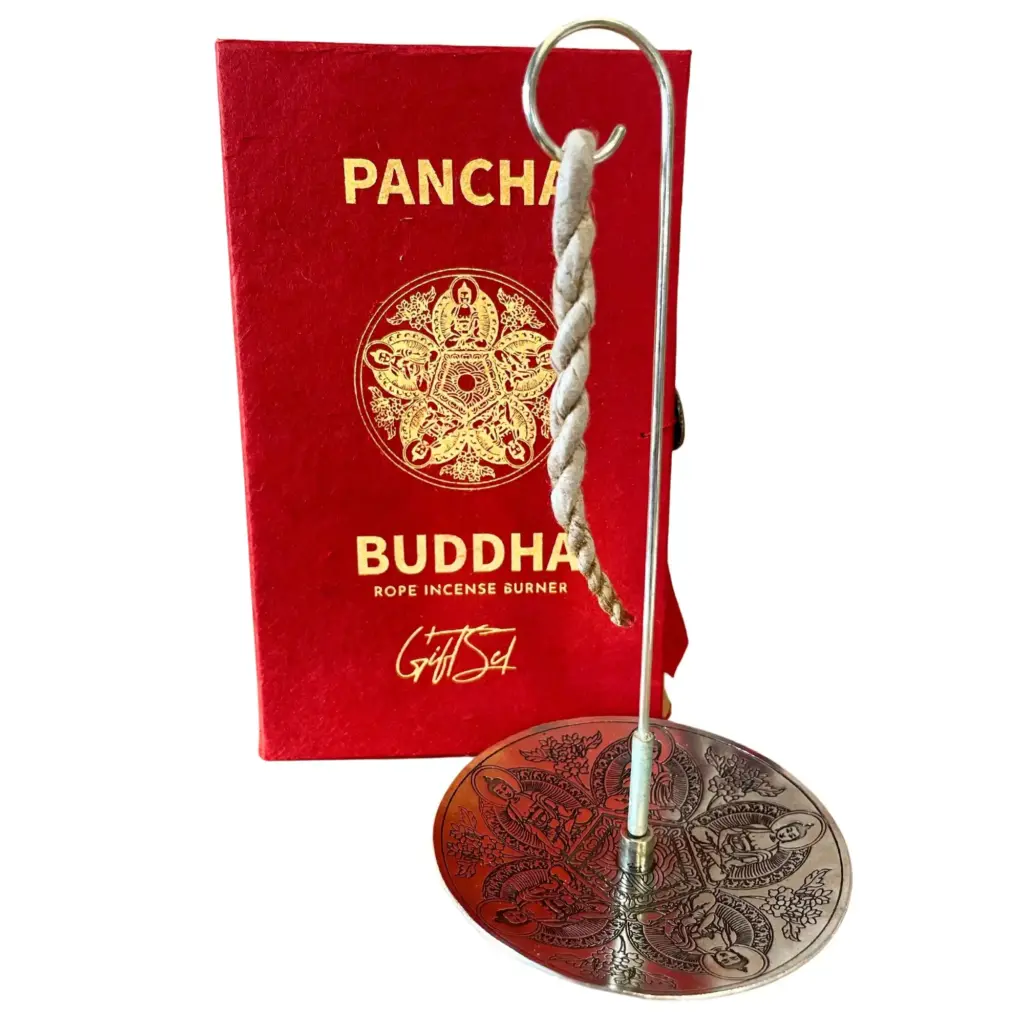 Rope Incense and Silver Plated Holder Set – Pancha Buddha | www.artisangoods.co.uk