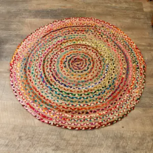 Round Jute and Recycled Cotton Rug – 120 cm | www.artisangoods.co.uk 2