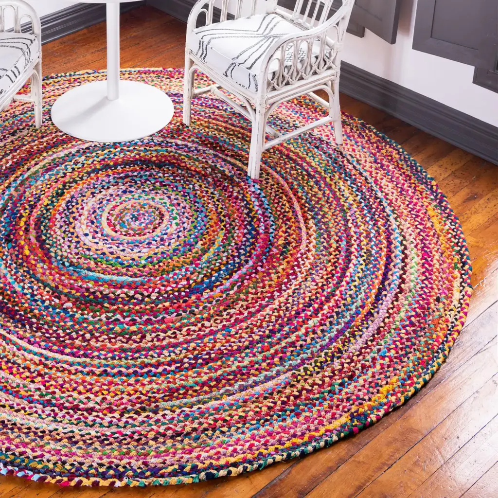 Round Jute and Recycled Cotton Rug – 150 cm | www.artisangoods.co.uk 5