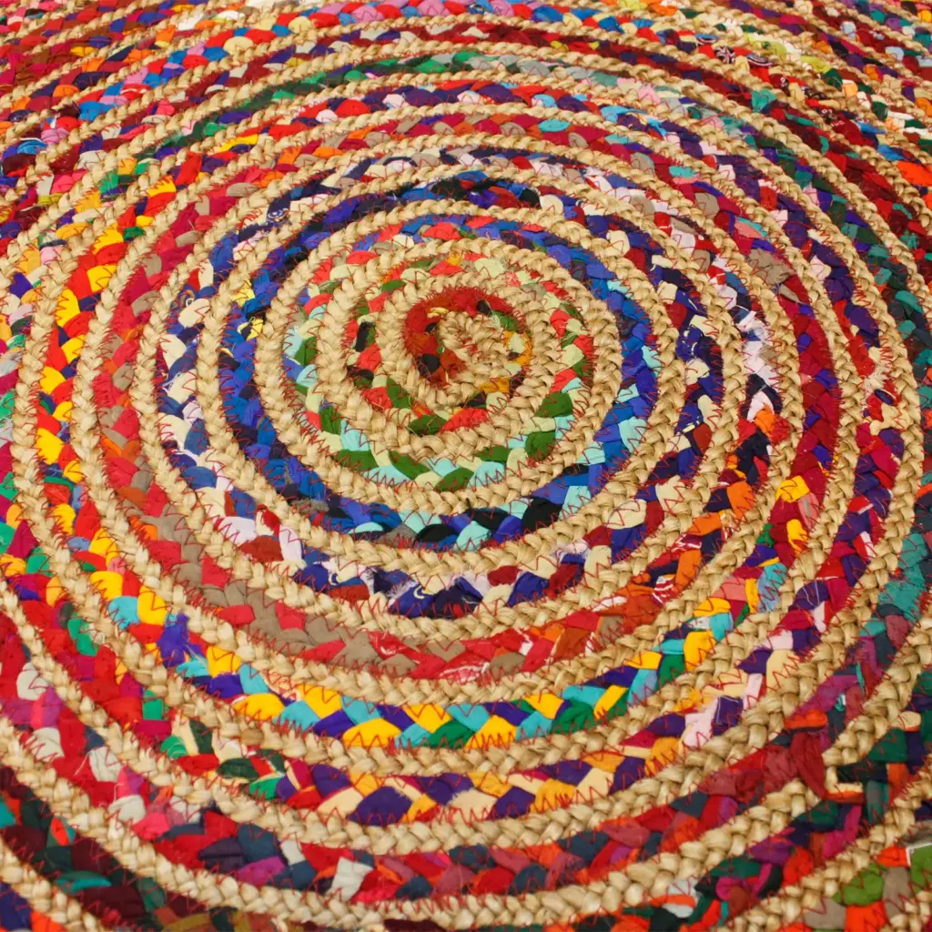 Round Jute and Recycled Cotton Rug – 150 cm | www.artisangoods.co.uk 3