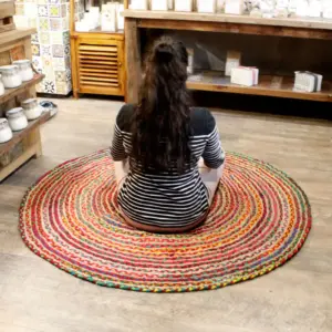 Round Jute and Recycled Cotton Rug – 150 cm | www.artisangoods.co.uk 6