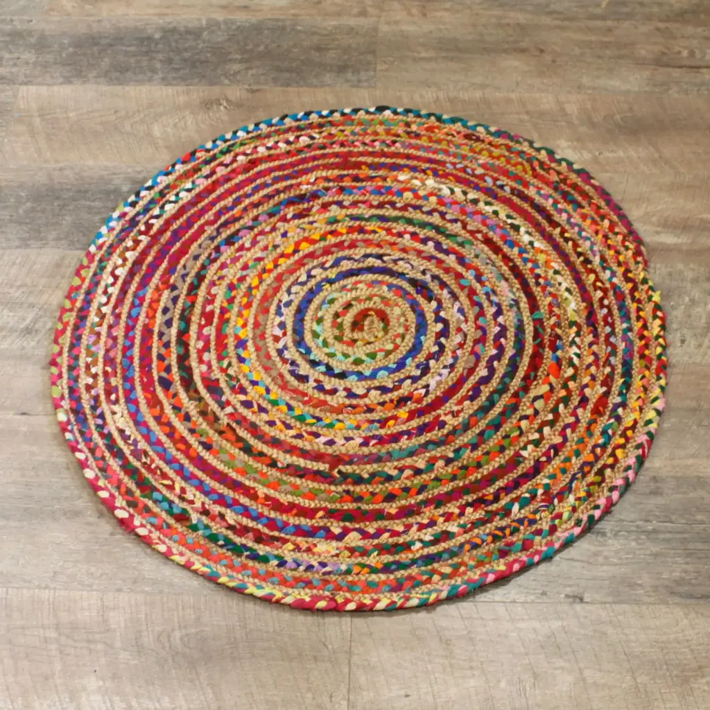 Round Jute and Recycled Cotton Rug – 90 cm | www.artisangoods.co.uk 2