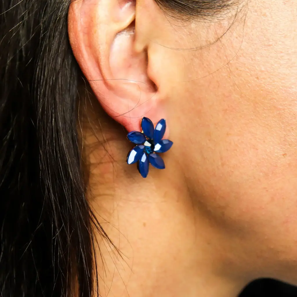 Royal Blue – Vintage Glass – Flowers – Earrings | www.artisangoods.co.uk 3