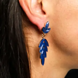 Royal Blue – Vintage Glass – Long Drop – Earrings | www.artisangoods.co.uk 2