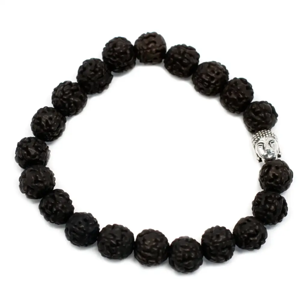 Rudraksha Buddah Bangle Mala – Dark | www.artisangoods.co.uk