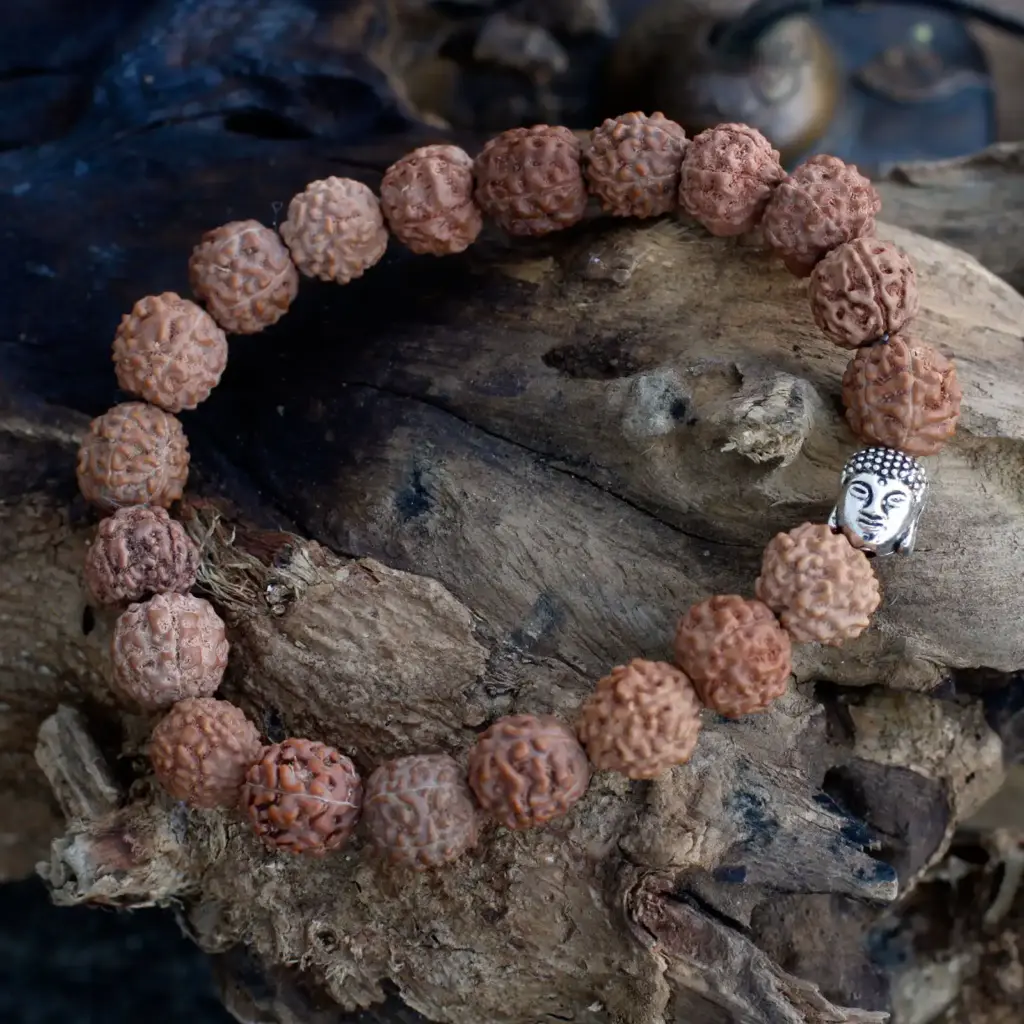 Rudraksha Buddah Bangle Mala – Natural | www.artisangoods.co.uk 2