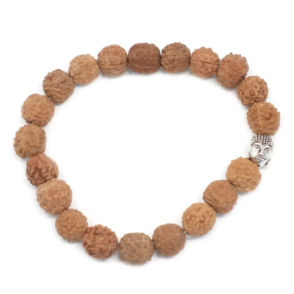 Rudraksha Buddah Bangle Mala – Natural | www.artisangoods.co.uk