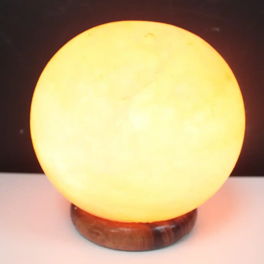 Salt Lamp Ball – Big Wooden Base | www.artisangoods.co.uk Salt Lamp Ball – Big Wooden Base | www.artisangoods.co.uk