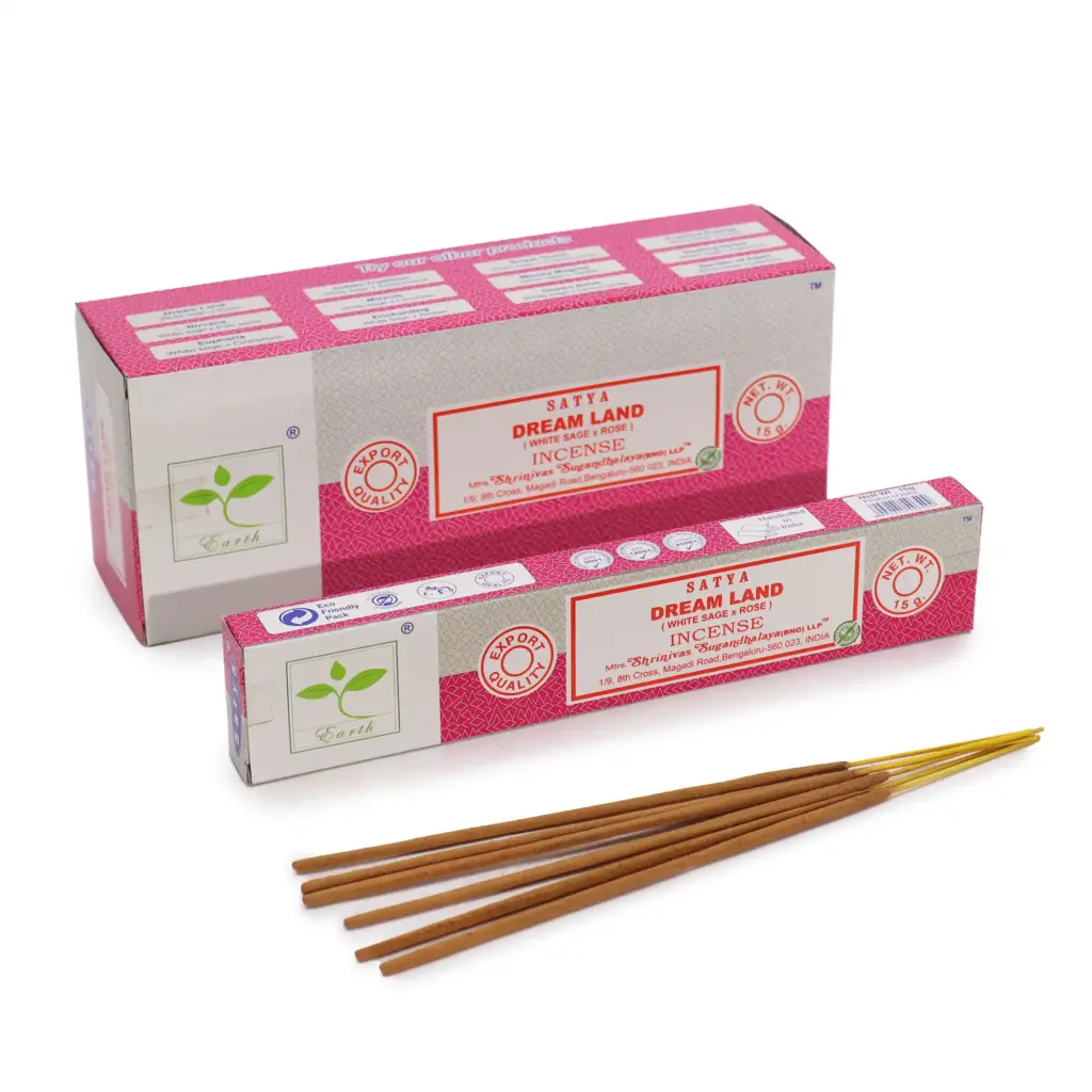 Satya Incense 15gm – Dream Land (White Sage & Rose) | www.artisangoods.co.uk Satya Incense 15gm – Dream Land (White Sage & Rose) | www.artisangoods.co.uk