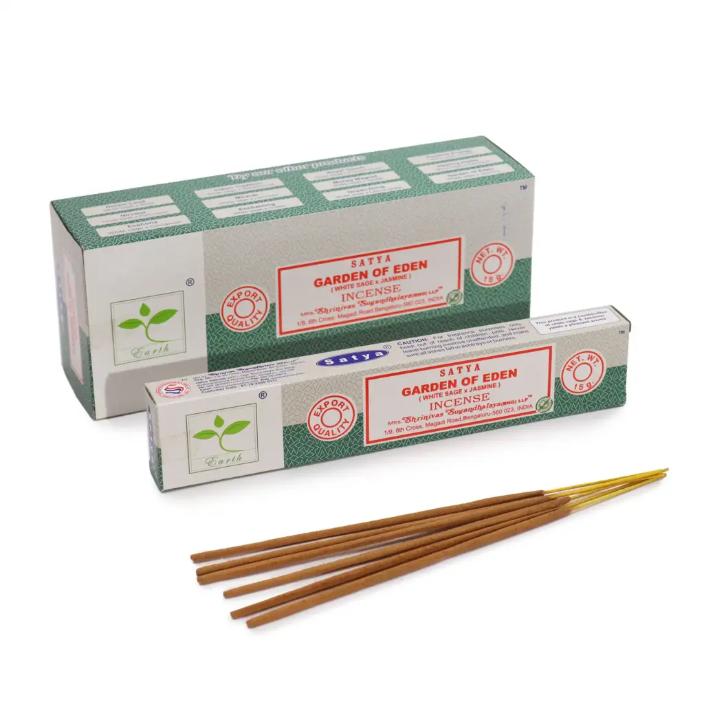 Satya Incense 15gm – Garden of Eden (White Sage & Jasmine) | www.artisangoods.co.uk Satya Incense 15gm – Garden of Eden (White Sage & Jasmine) | www.artisangoods.co.uk