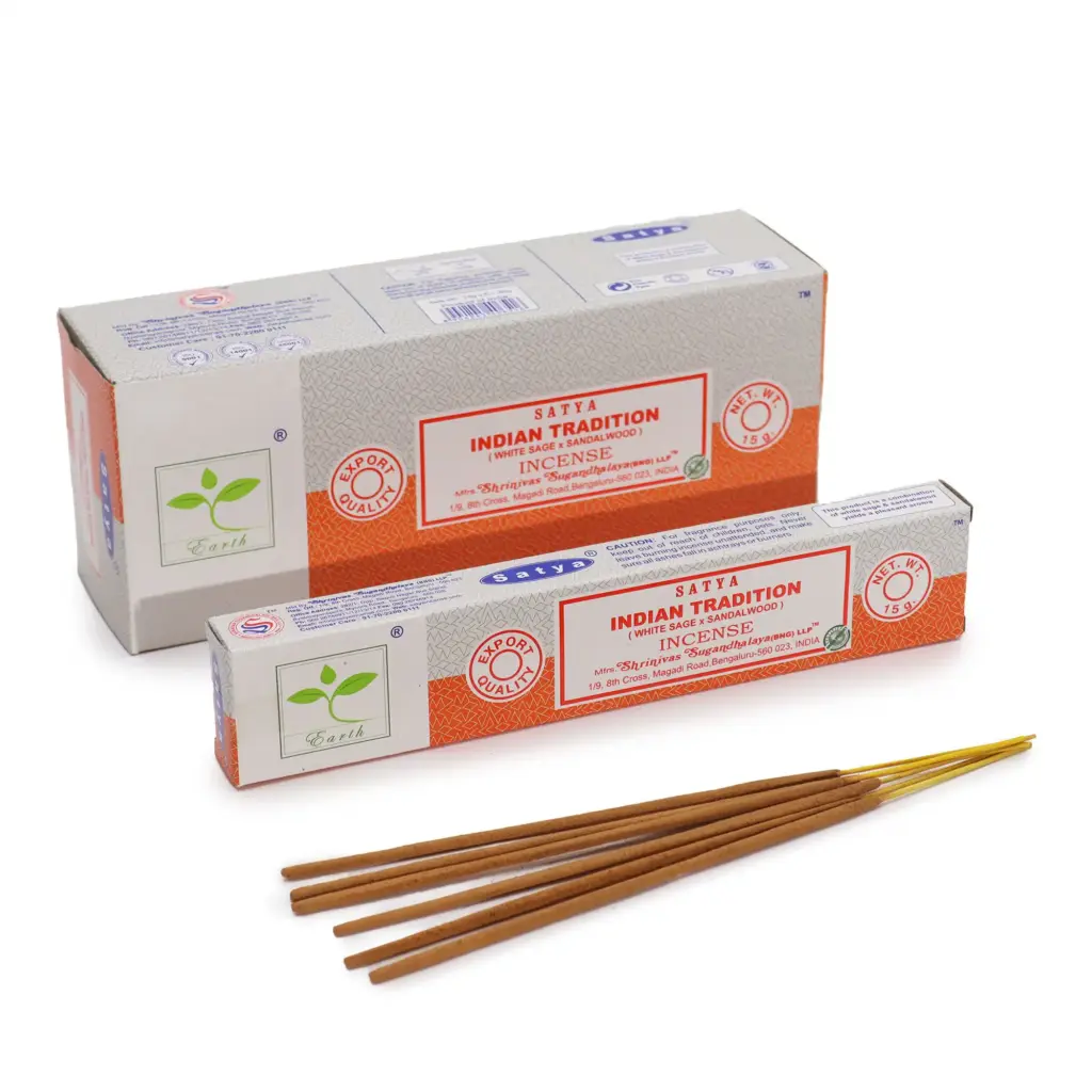 Satya Incense 15gm – Indian Tradition (White Sage & Sandalwood) | www.artisangoods.co.uk Satya Incense 15gm – Indian Tradition (White Sage & Sandalwood) | www.artisangoods.co.uk