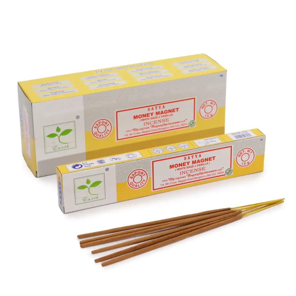 Satya Incense 15gm – Money Magnet (White Sage & Vanilla) | www.artisangoods.co.uk Satya Incense 15gm – Money Magnet (White Sage & Vanilla) | www.artisangoods.co.uk
