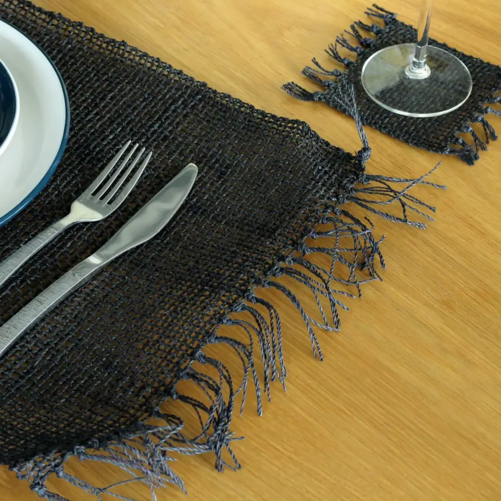 Seagrass Fringe Natural Placemat – Black | www.artisangoods.co.uk