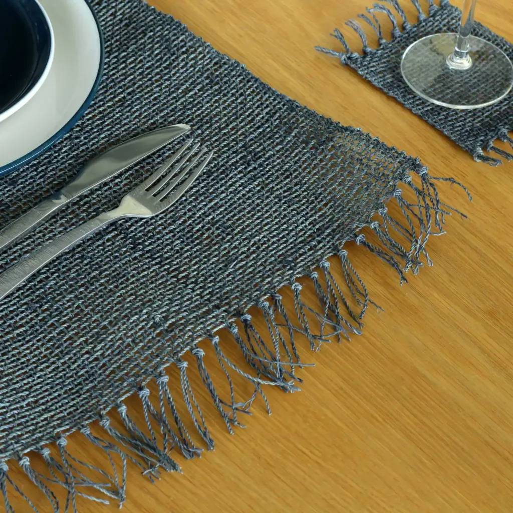 Seagrass Fringe Natural Placemat – Charcoal | www.artisangoods.co.uk