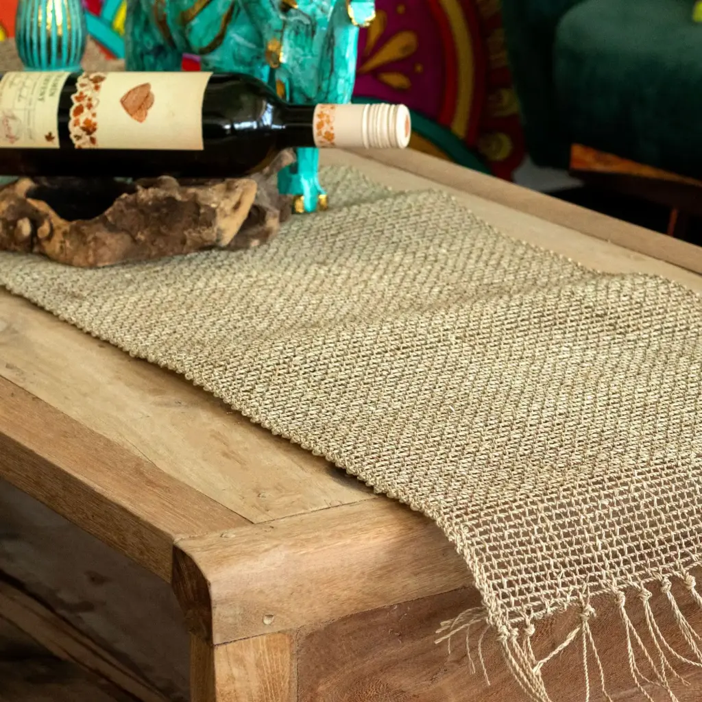 Seagrass Fringe Natural Table Runner – 150cm | www.artisangoods.co.uk