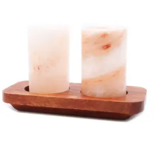 Set of 2 Himalayan Salt Shot Glasses & Wood Serving Stand | www.artisangoods.co.uk 2
