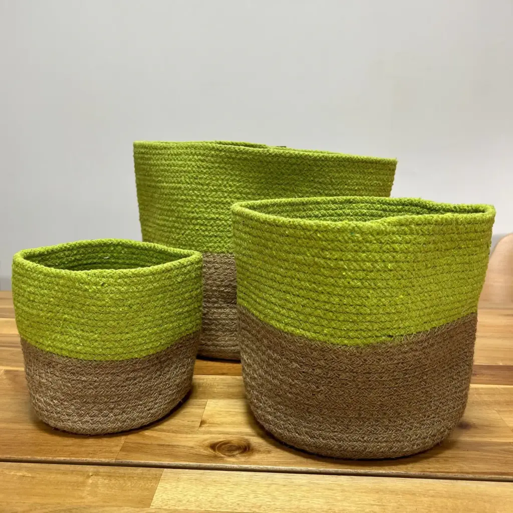 Set of 3 Cotton Rope Storage Baskets – Pistachio | www.artisangoods.co.uk 5