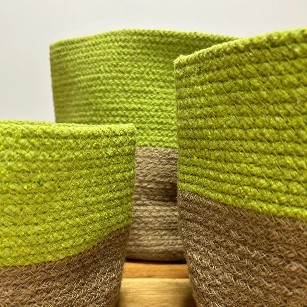 Set of 3 Cotton Rope Storage Baskets – Pistachio | www.artisangoods.co.uk 3