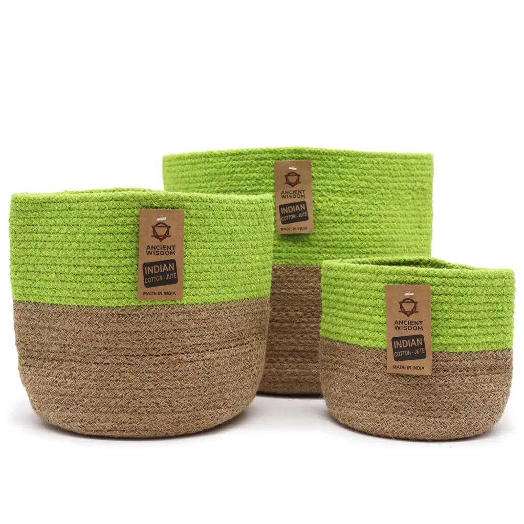 Set of 3 Cotton Rope Storage Baskets – Pistachio | www.artisangoods.co.uk