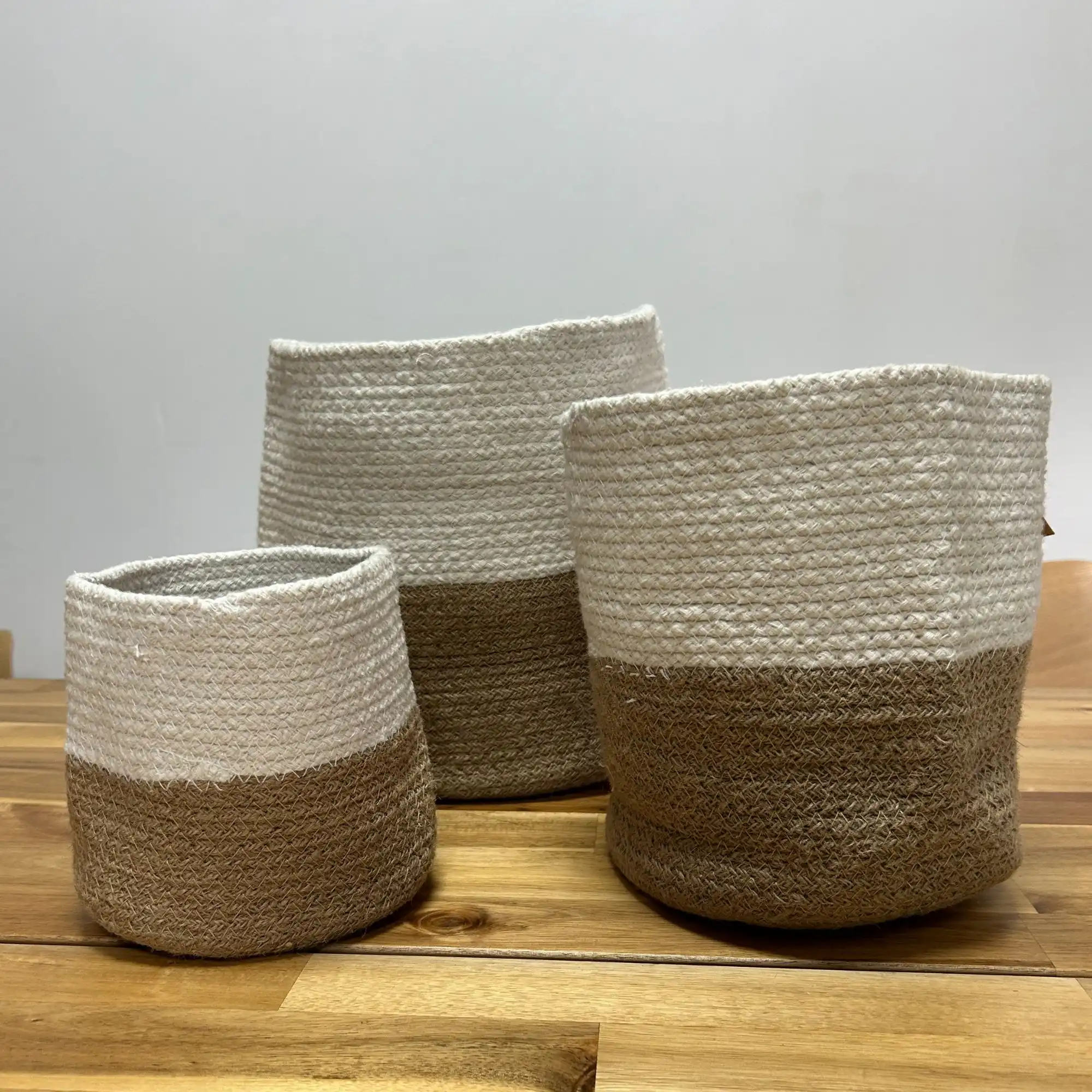 Set of 3 Cotton Rope Storage Baskets – White | www.artisangoods.co.uk 3 Set of 3 Cotton Rope Storage Baskets – White | www.artisangoods.co.uk 2