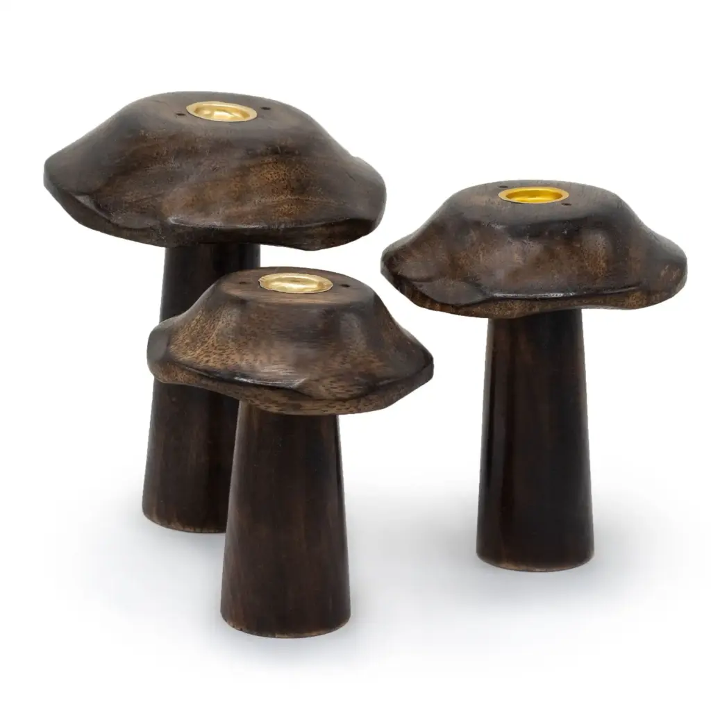 Set of 3 Flat Incense Cone Mushrooms (13cm 12cm 11cm) | www.artisangoods.co.uk