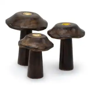 Set of 3 Flat Incense Cone Mushrooms (13cm 12cm 11cm) | www.artisangoods.co.uk 1