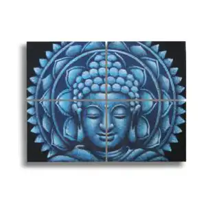 Set of 4 Blue Buddha Mandala Brocade Detail 30x40cm | www.artisangoods.co.uk 1