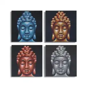 Set of 4 Buddha Heads Sand Detail 40x40cm | www.artisangoods.co.uk 1