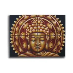 Set of 4 Gold Buddha Mandala Brocade Detail 30x40cm | www.artisangoods.co.uk 1