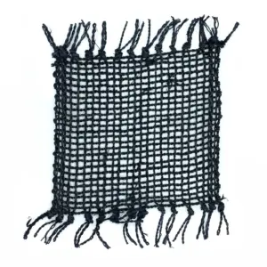 Set of 4 Seagrass Fringe Natural Coasters – Black | www.artisangoods.co.uk 2