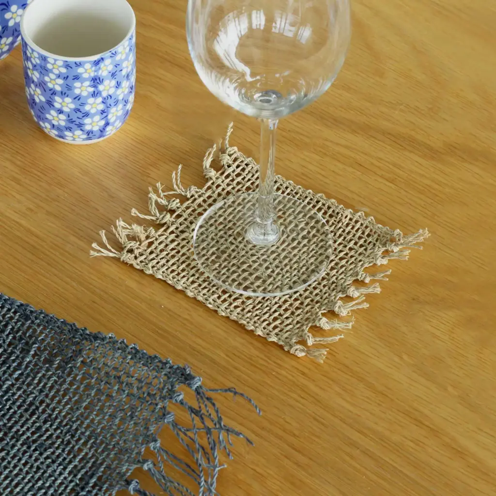 Set of 4 Seagrass Fringe Natural Coasters – Natural | www.artisangoods.co.uk