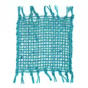 Set of 4 Seagrass Fringe Natural Coasters – Turquoise | www.artisangoods.co.uk 2