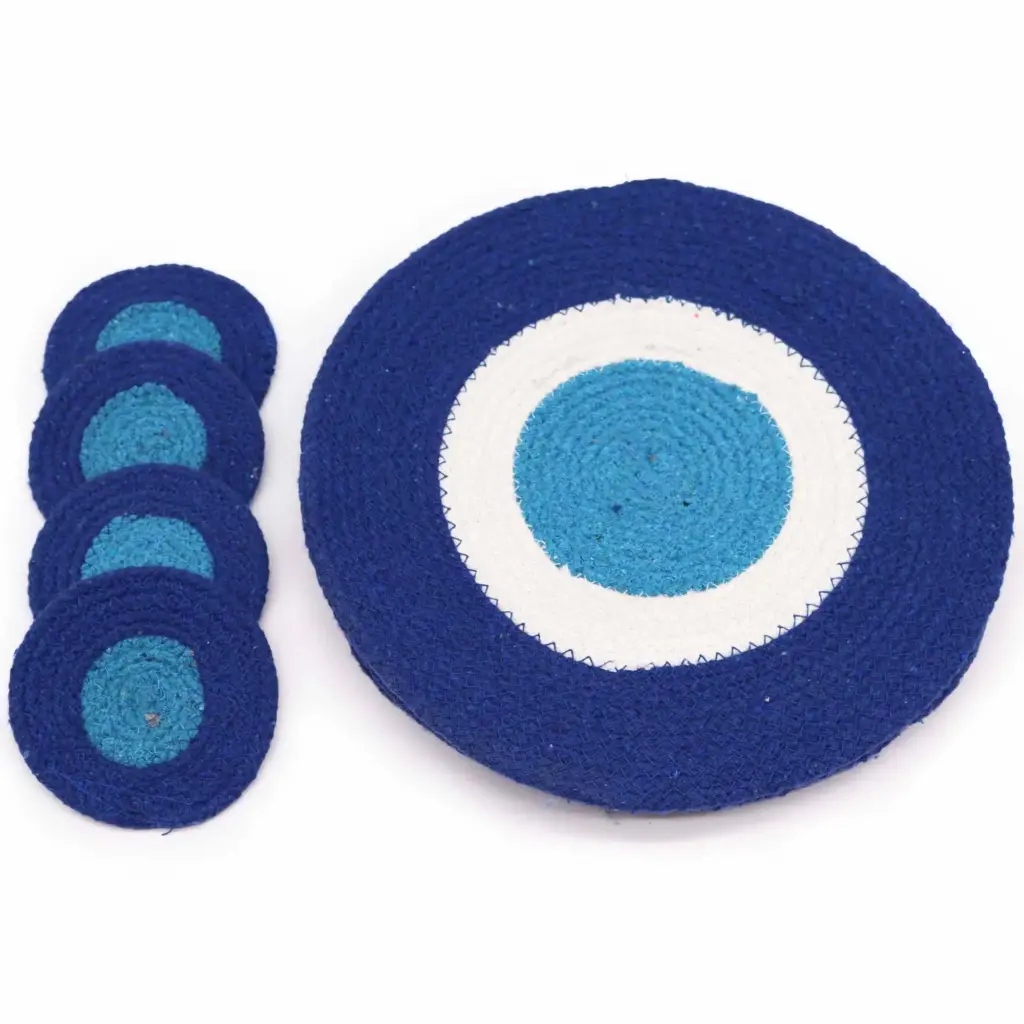 Set of Evil Eye Jute Rope Coasters & Mats (4 of each) | www.artisangoods.co.uk 4